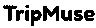 TripMuse logo in bold black Fredoka font on a white background, with rounded letters reflecting a modern and friendly travel brand.